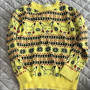 Yellow Pikachu Patterned Sweater